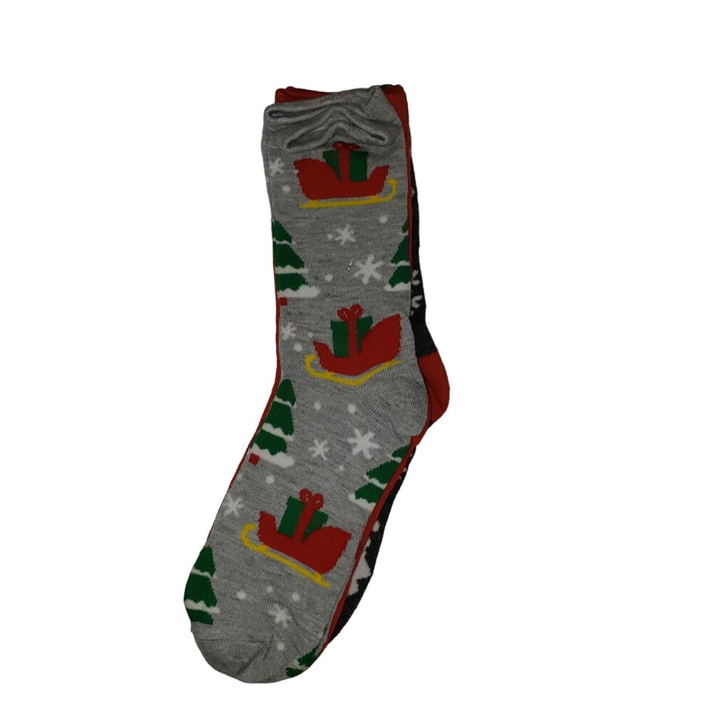 Winter Wishes 4 Pairs Christmas Pattern Crew Socks NEW